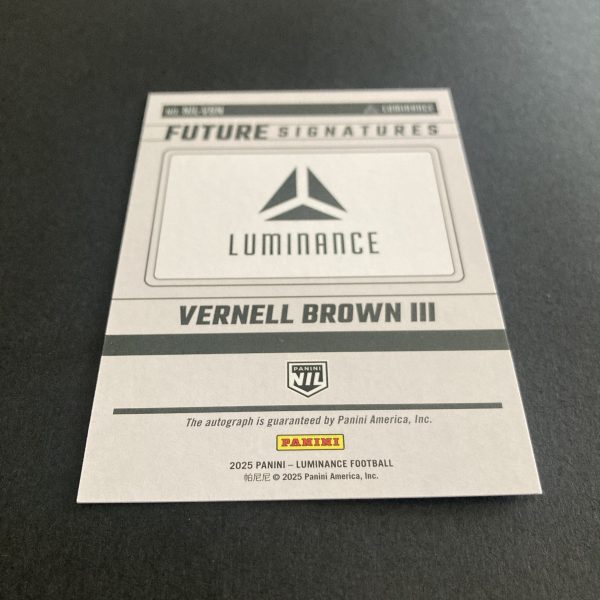 Vernell Brown III 2025 Panini Luminance Future Signatures Gold Auto #NIL-VBN, Florida Gators VB3