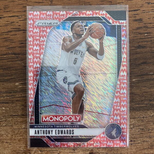 Anthony Edwards Lot w/SSP (#'ed /100) Red Millionaire Shimmer Prizm and RC, Pack of 9 Basketball Cards - Image 4
