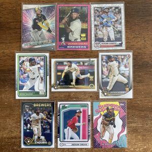 jackson chourio lot of baseball cards, rookie rc - instant collection bundle pack