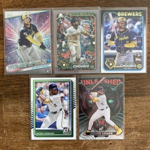 jackson chourio lot of baseball cards, rookie rc - instant collection bundle pack