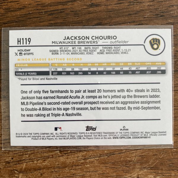 Jackson Chourio Lot w/SP Silver Glitter Holiday RC, Pack of 5 Baseball Cards, Rookie (inv2) - Image 5
