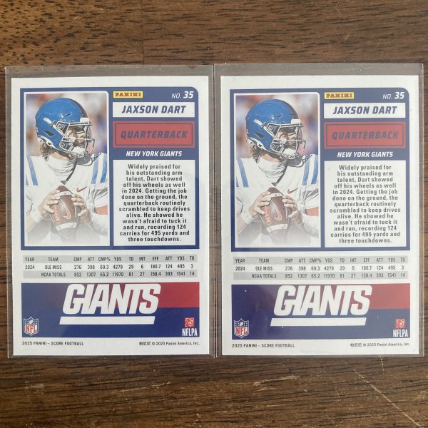 jaxson dart lot of football cards, rookie rc - instant collection bundle pack