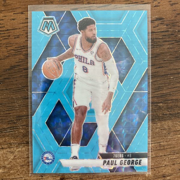 Paul George Lot w/SSP (#'ed /75) Blue Fluorescent Prizm, Pack of 9 Basketball Cards - Image 4