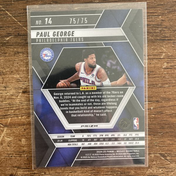 Paul George Lot w/SSP (#'ed /75) Blue Fluorescent Prizm, Pack of 9 Basketball Cards - Image 5