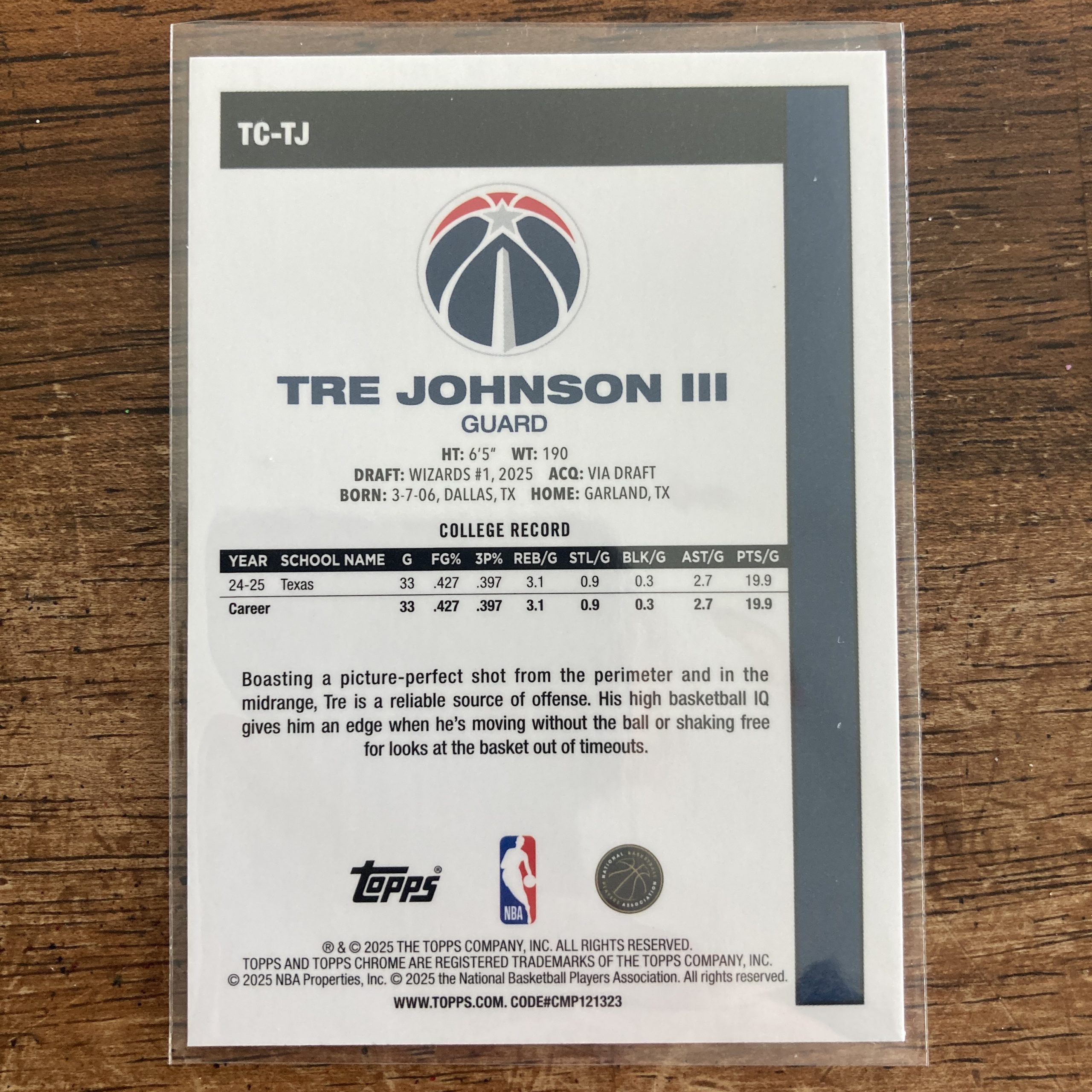 Tre Johnson III RCs Lot w/SP Chrome Mojo Refractor & Base RC, Pack of 2 Basketball Rookie Cards (inv1) - Image 5