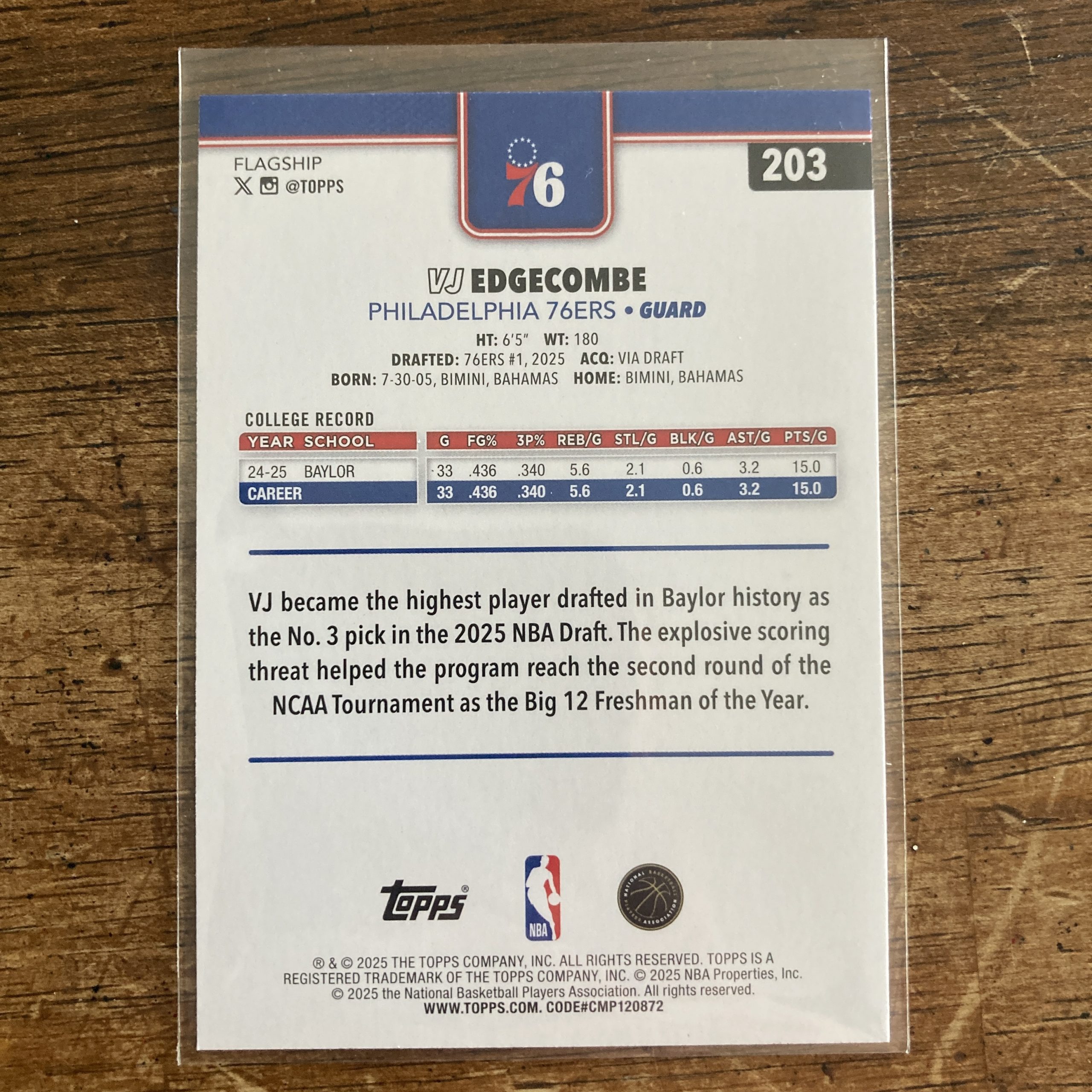 VJ Edgecombe RCs Lot w/SP Season Tip Off & Insert, Pack of 2 Basketball Rookie Cards (inv2) - Image 5