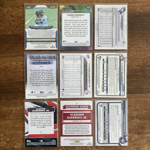 vladimir guerrero jr lot of baseball cards - instant collection bundle pack