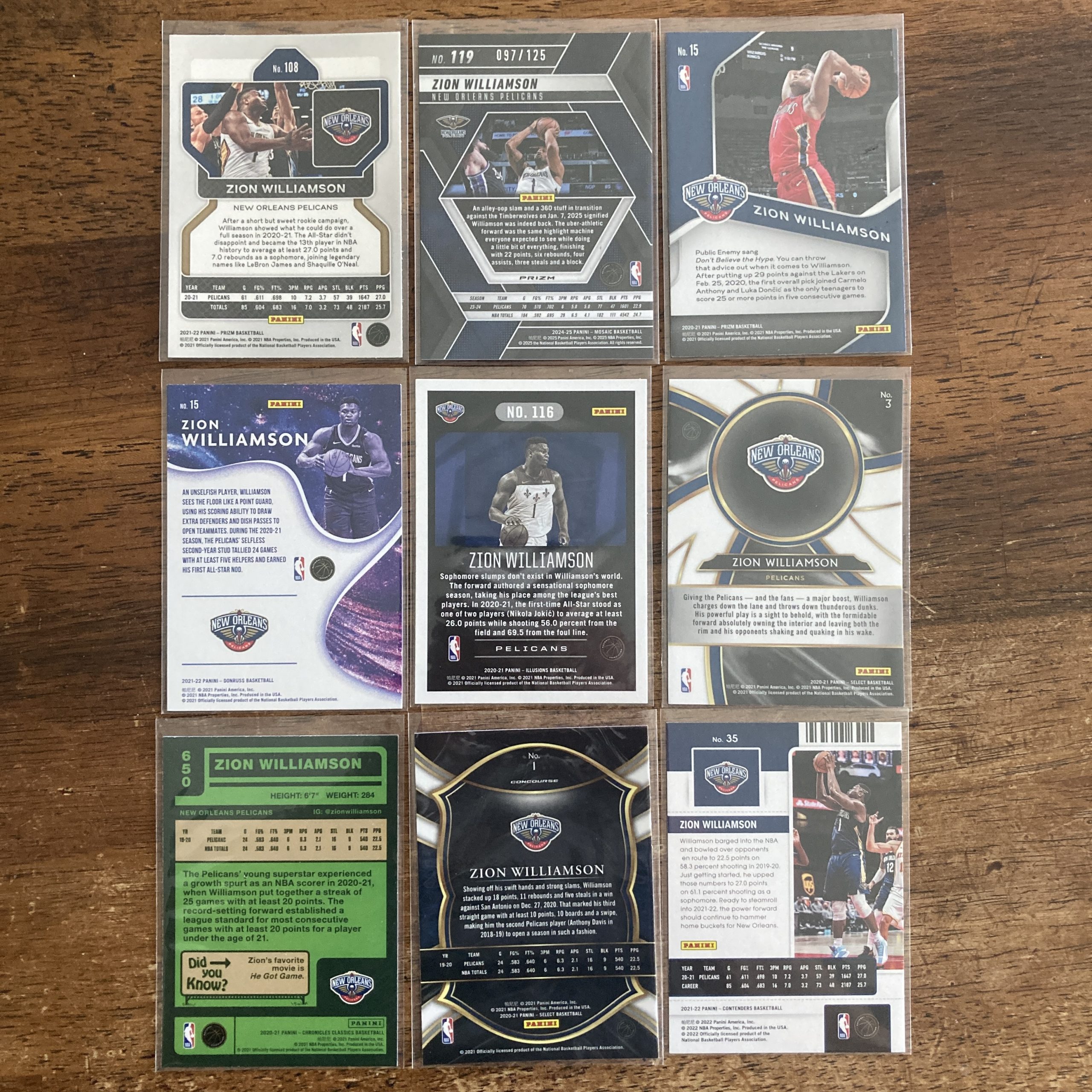 zion williamson lot of basketball cards - instant collection bundle pack