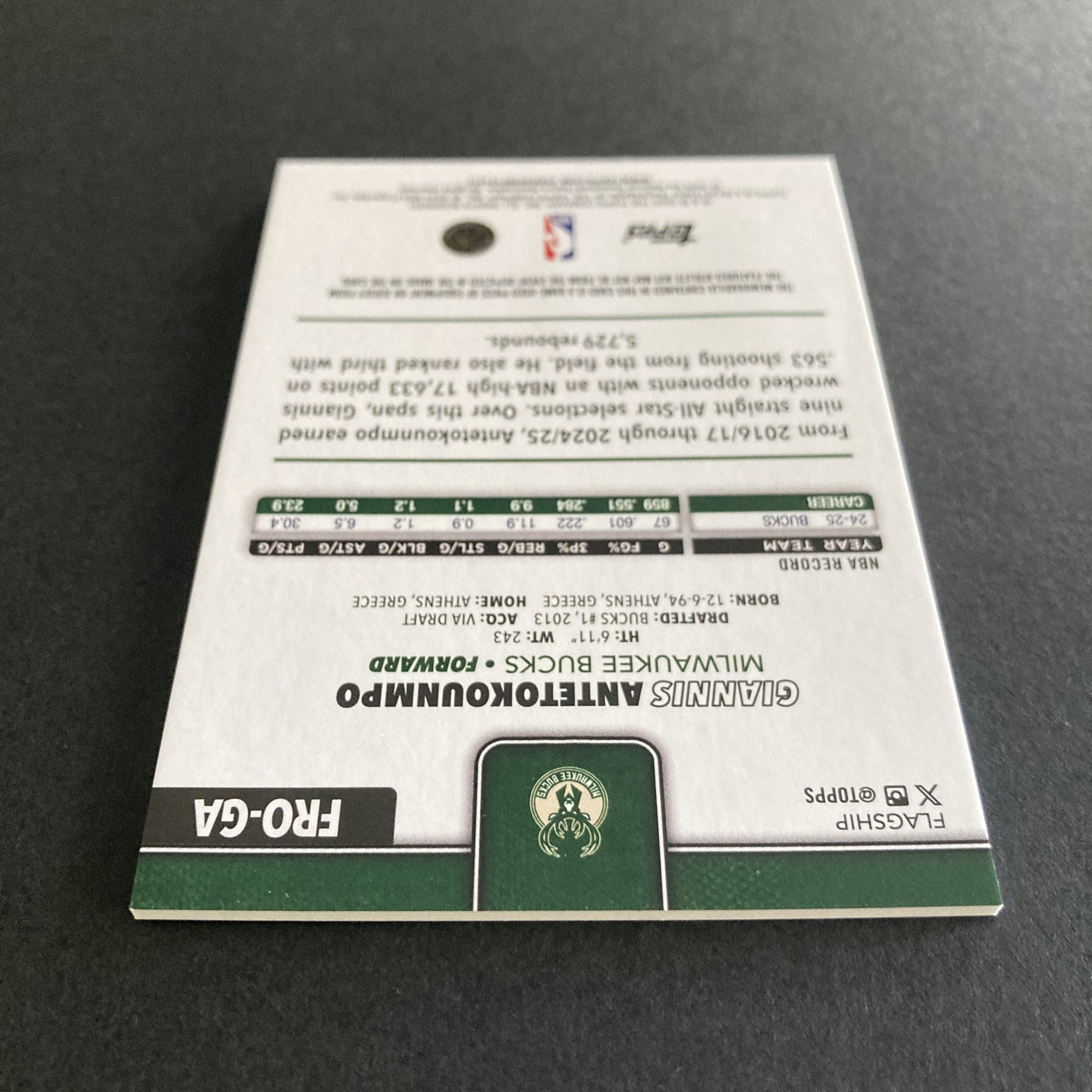 Giannis Antetokounmpo 2025-26 Topps Flagship Real One Relics SSP Orange Rainbow foil parallel game-used memorabilia card #FRO-GA, serial numbered 14/25