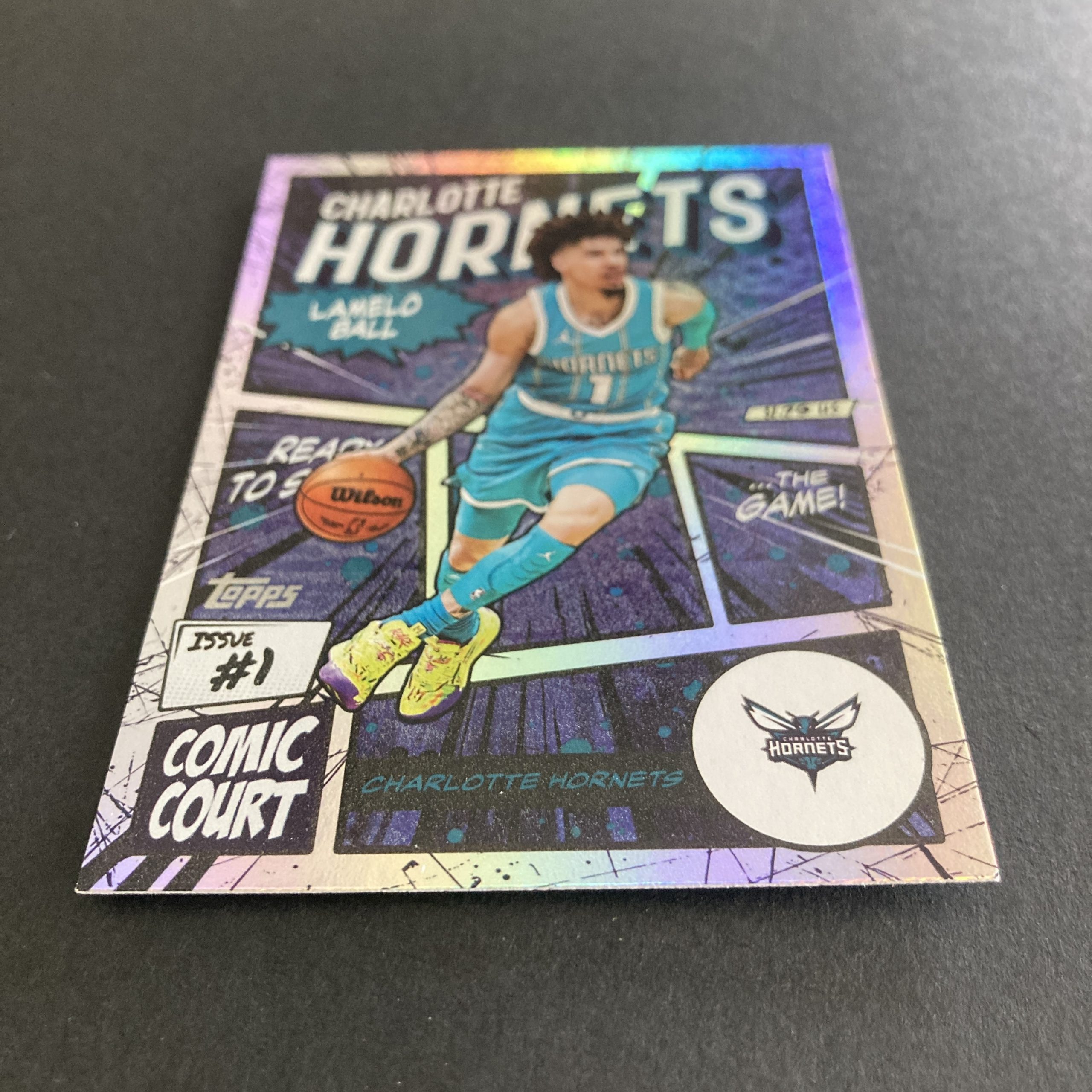 LaMelo Ball 2025-26 Topps Flagship SSP Comic Court holo insert card #CC-10