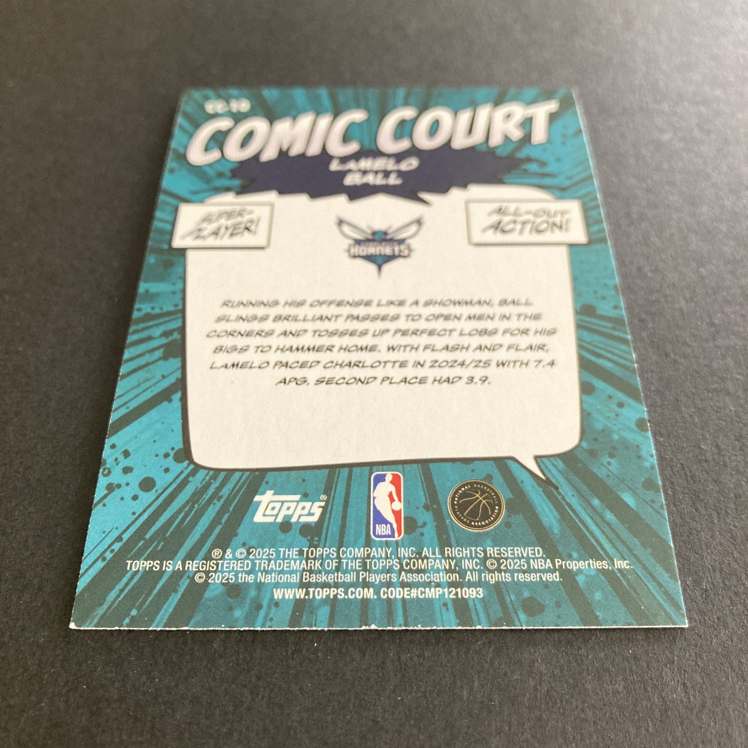 LaMelo Ball 2025-26 Topps Flagship SSP Comic Court holo insert card #CC-10