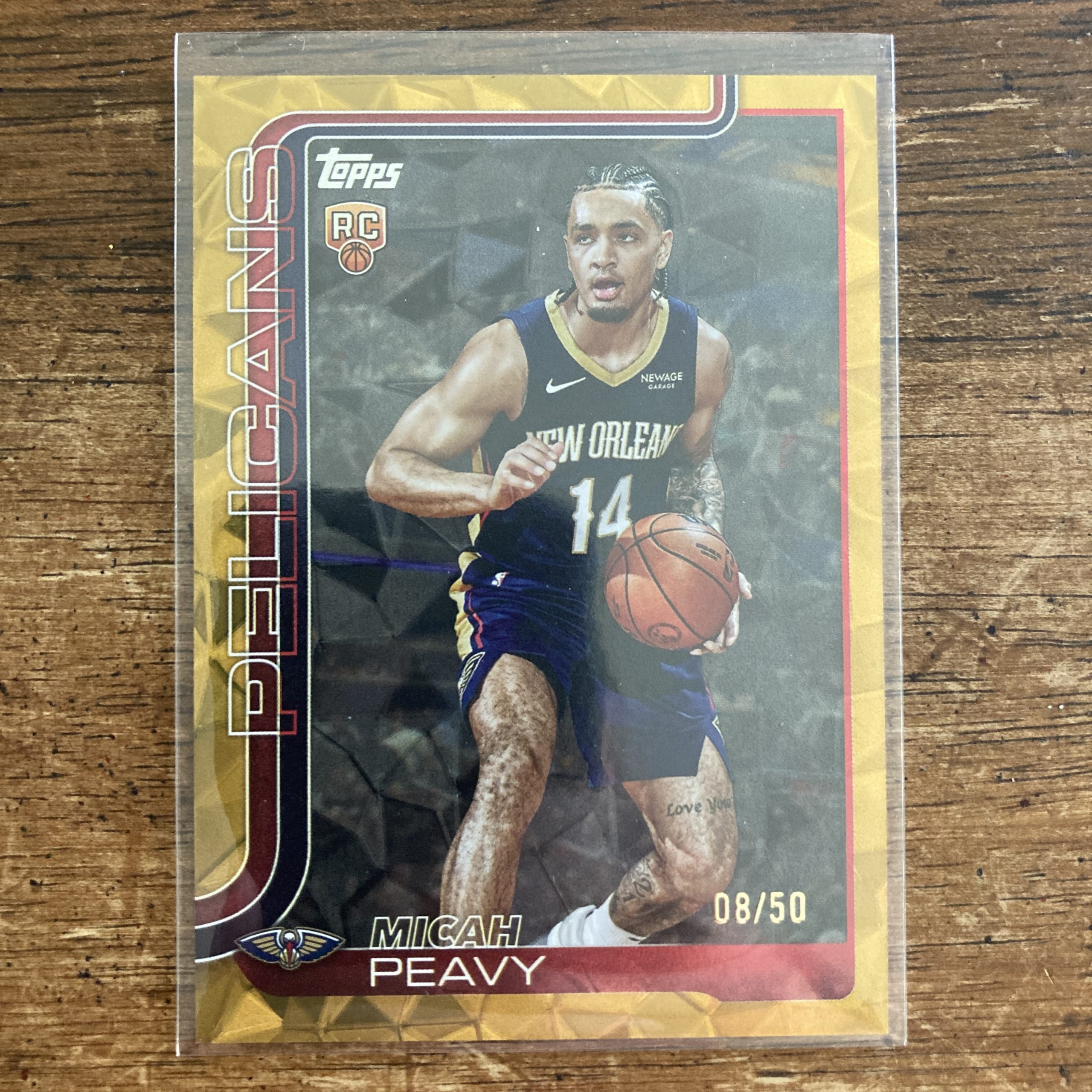 Micah Peavy RCs Pack w/SSP Gold Diamante (#'ed /50), Pack of 3 Basketball Rookie Cards - Image 4