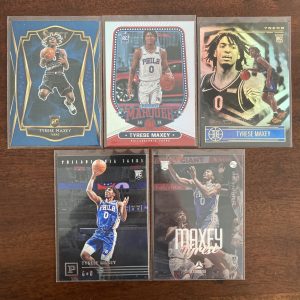 tyrese maxey lot of basketball cards, rookie rc - instant collection bundle pack