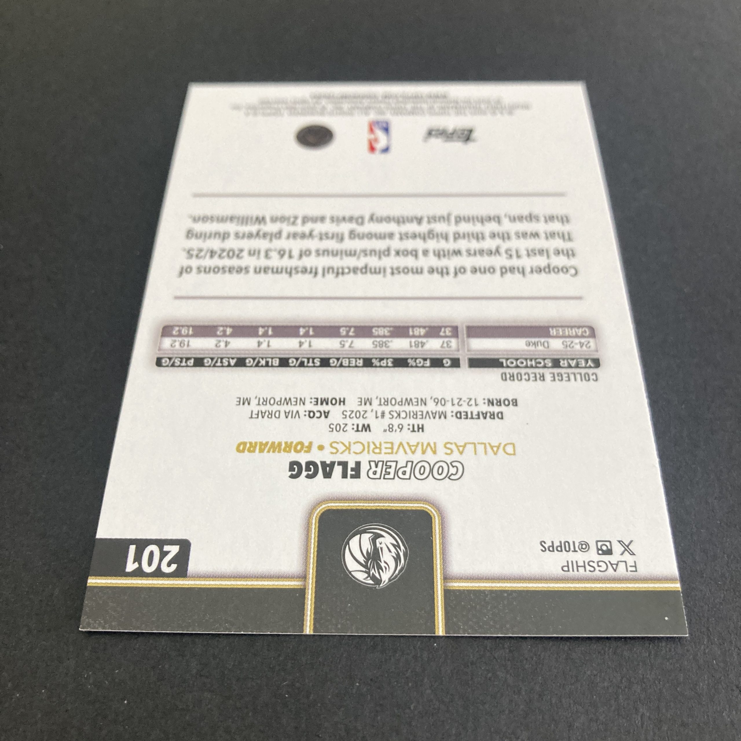 cooper flagg rc 2025-26 topps target exclusive black friday blackout parallel rookie card