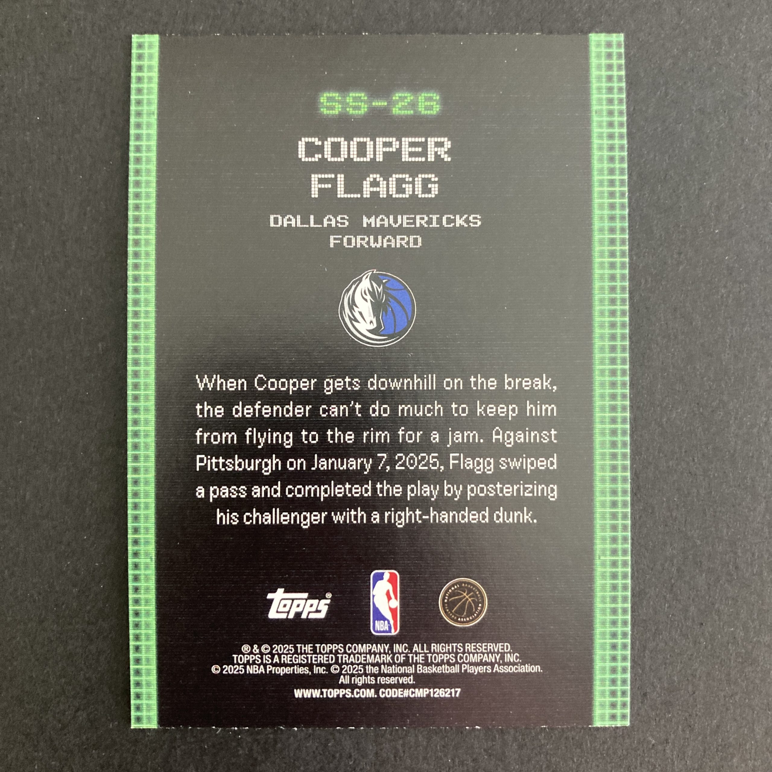 cooper flagg rc 2025-26 topps target exclusive black friday blackout insert rookie card