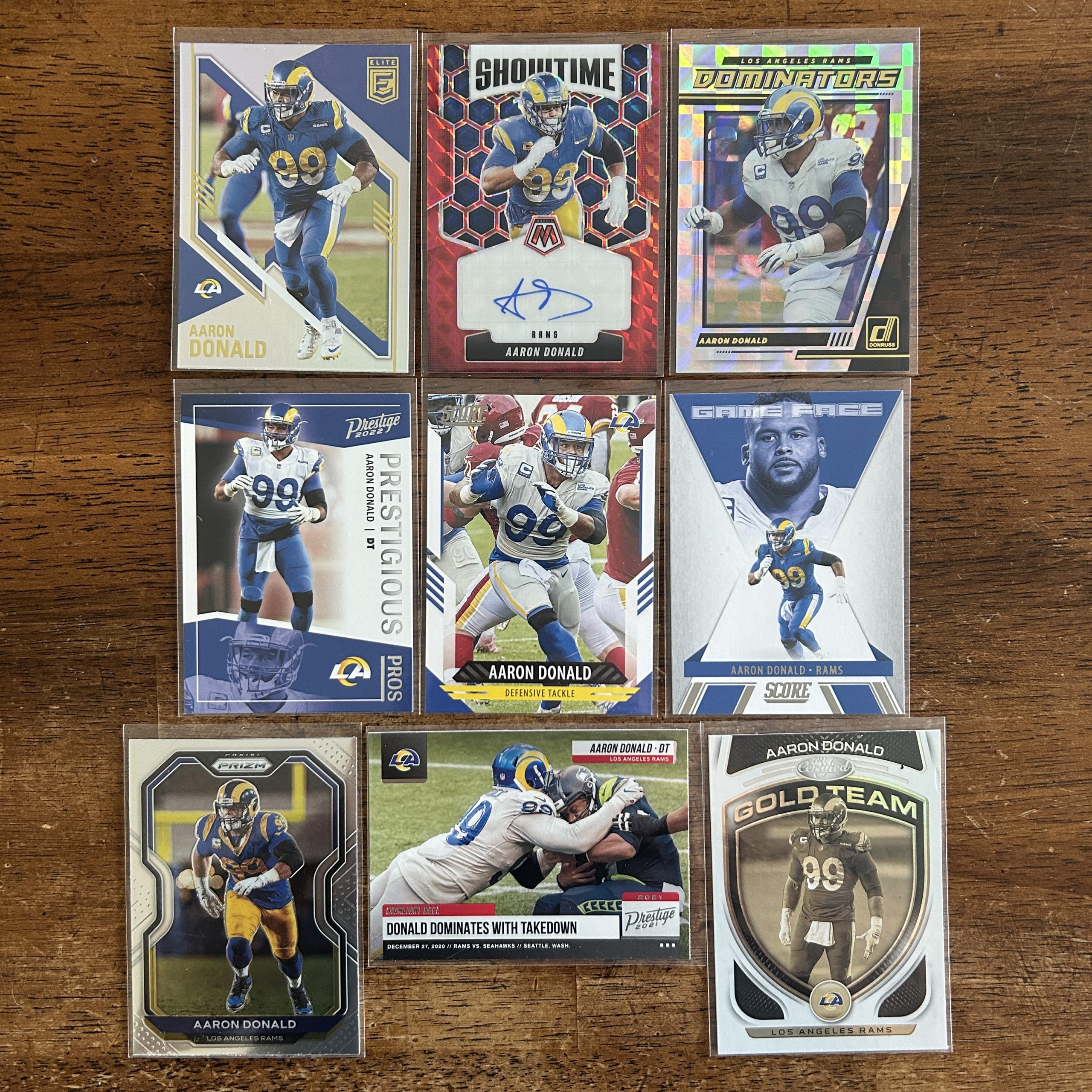 aaron donald lot of football cards, autograph, auto - instant collection bundle pack