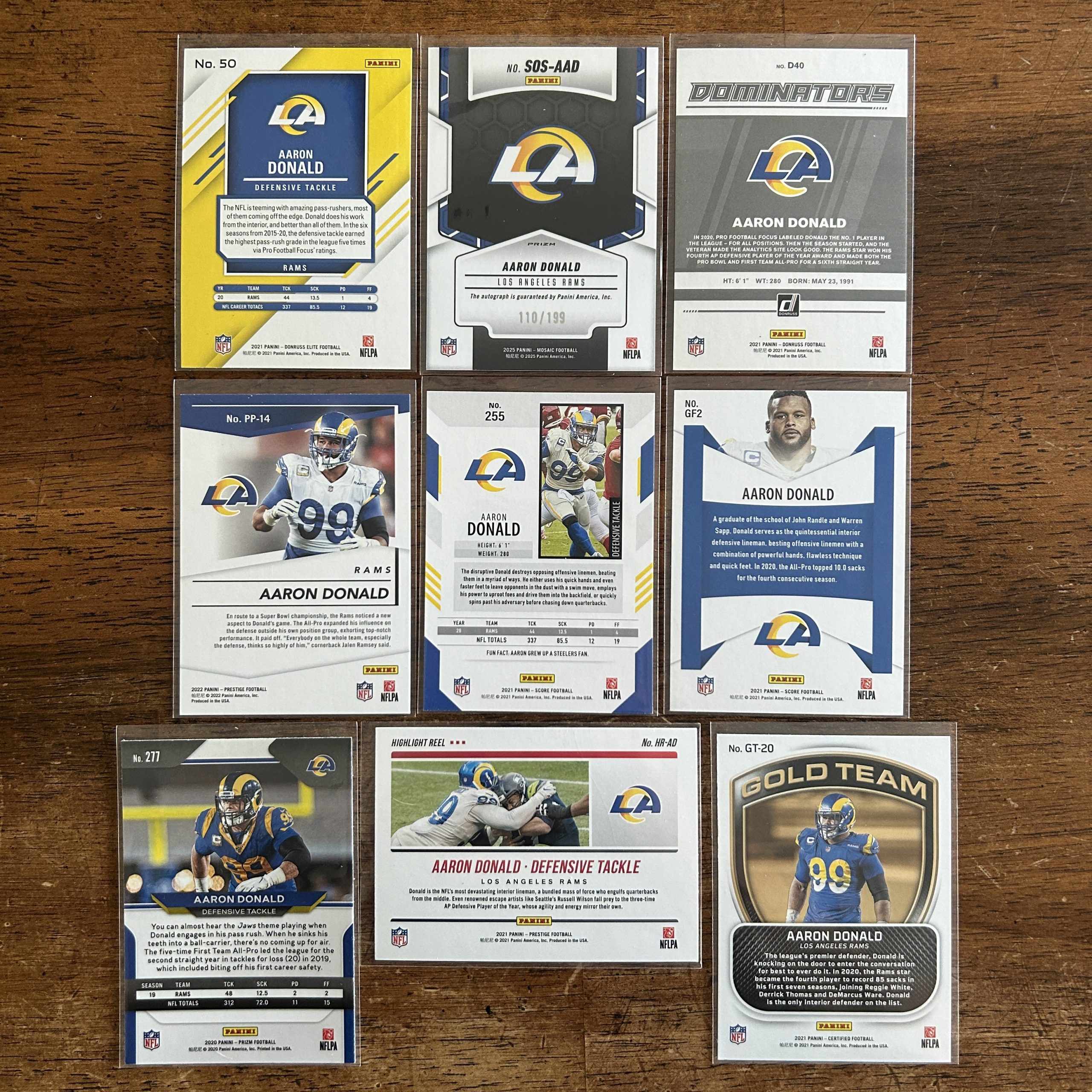 aaron donald lot of football cards, autograph, auto - instant collection bundle pack