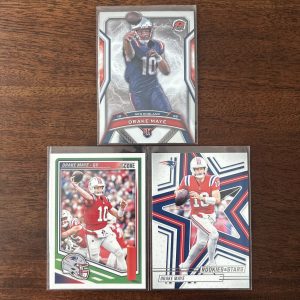 drake maye lot of football cards, rookie rc - instant collection bundle pack