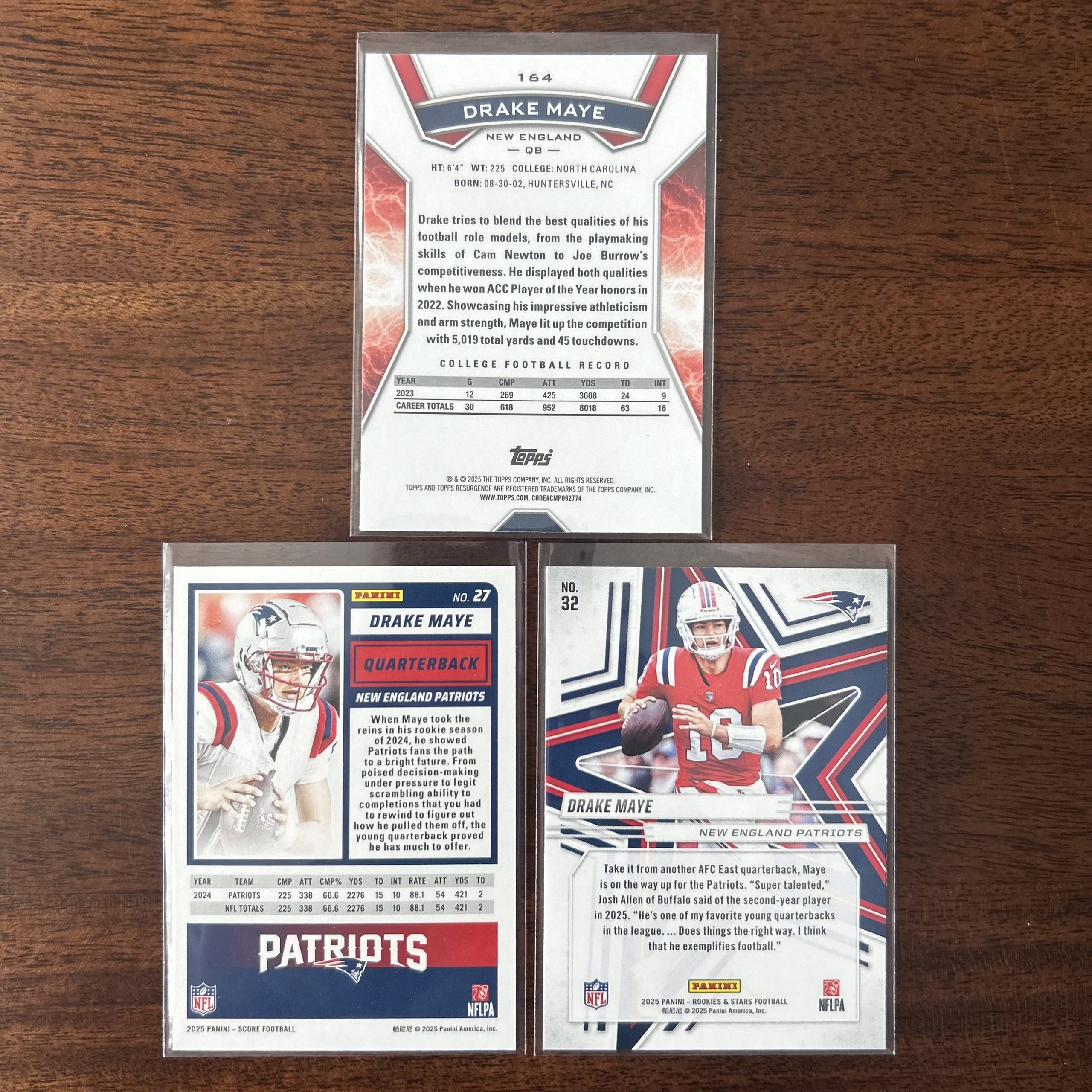 drake maye lot of football cards, rookie rc - instant collection bundle pack