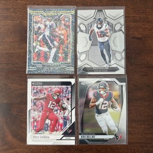 nico collins lot of football cards, rookie rc - instant collection bundle pack