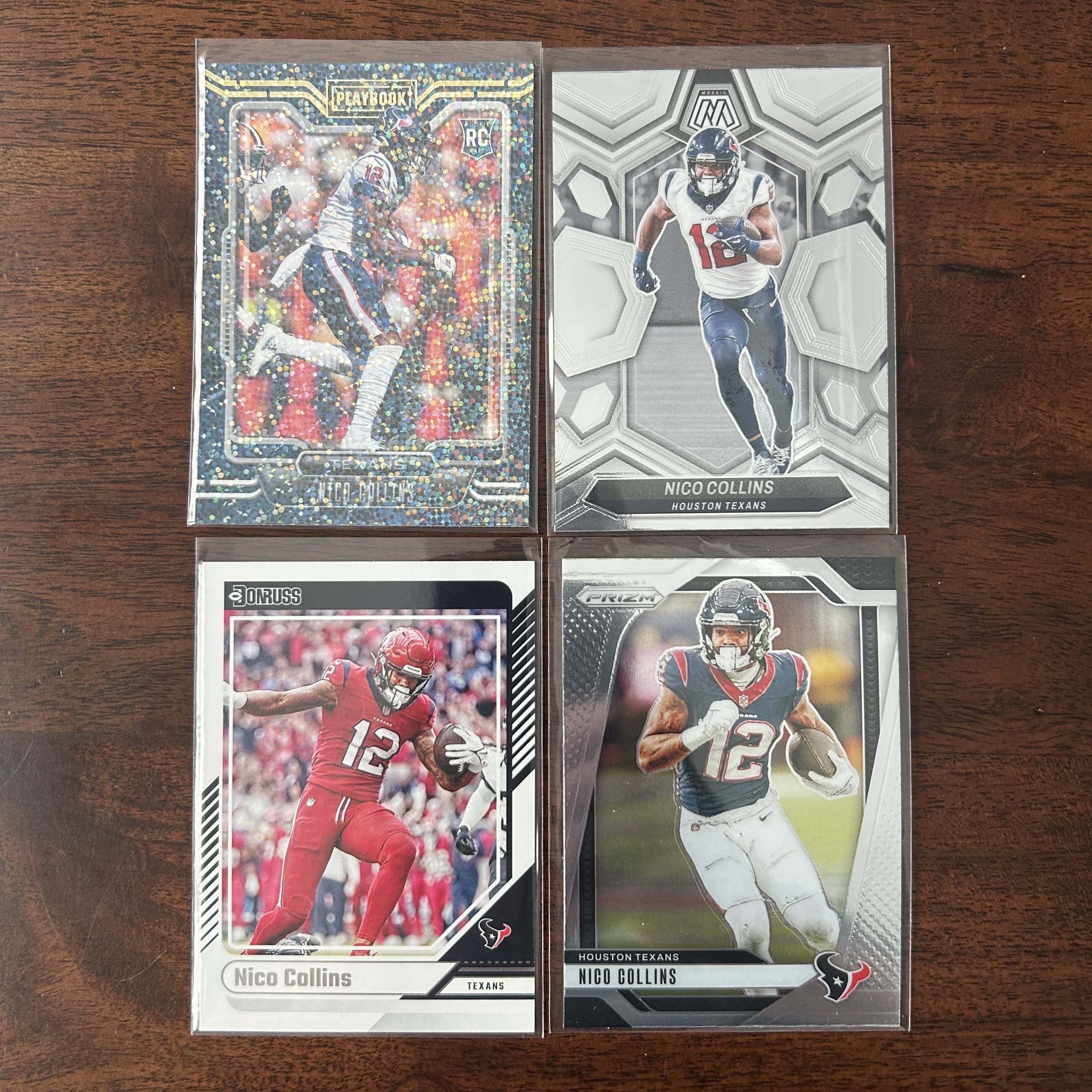 nico collins lot of football cards, rookie rc - instant collection bundle pack