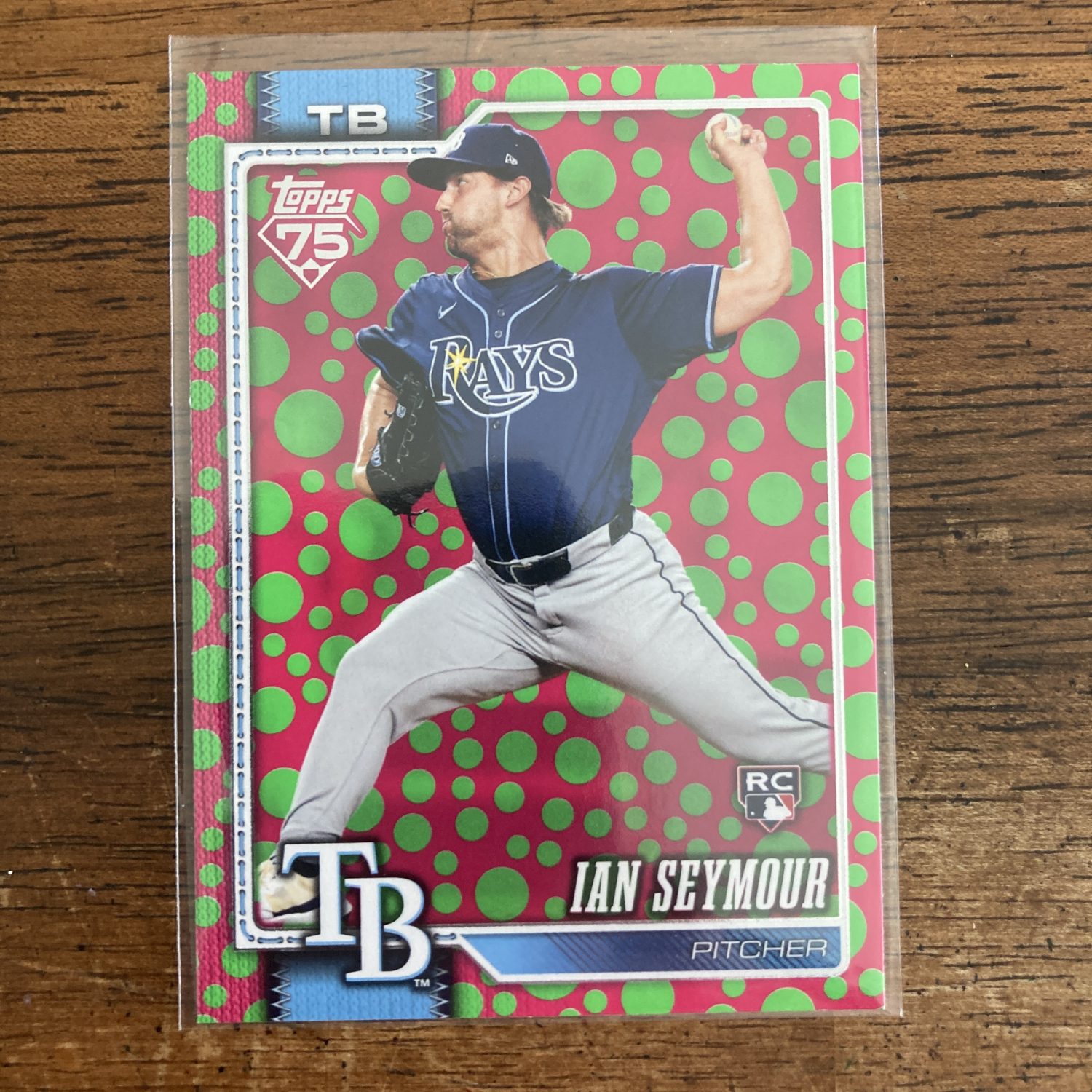 Ian Seymour RCs Pack w/Auto & SP Easter Polka Dots, Lot of 3 Baseball Rookie Cards (inv1) - Image 6