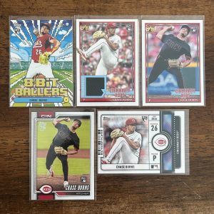 chase burns lot of baseball cards, rookie rc - instant collection bundle pack