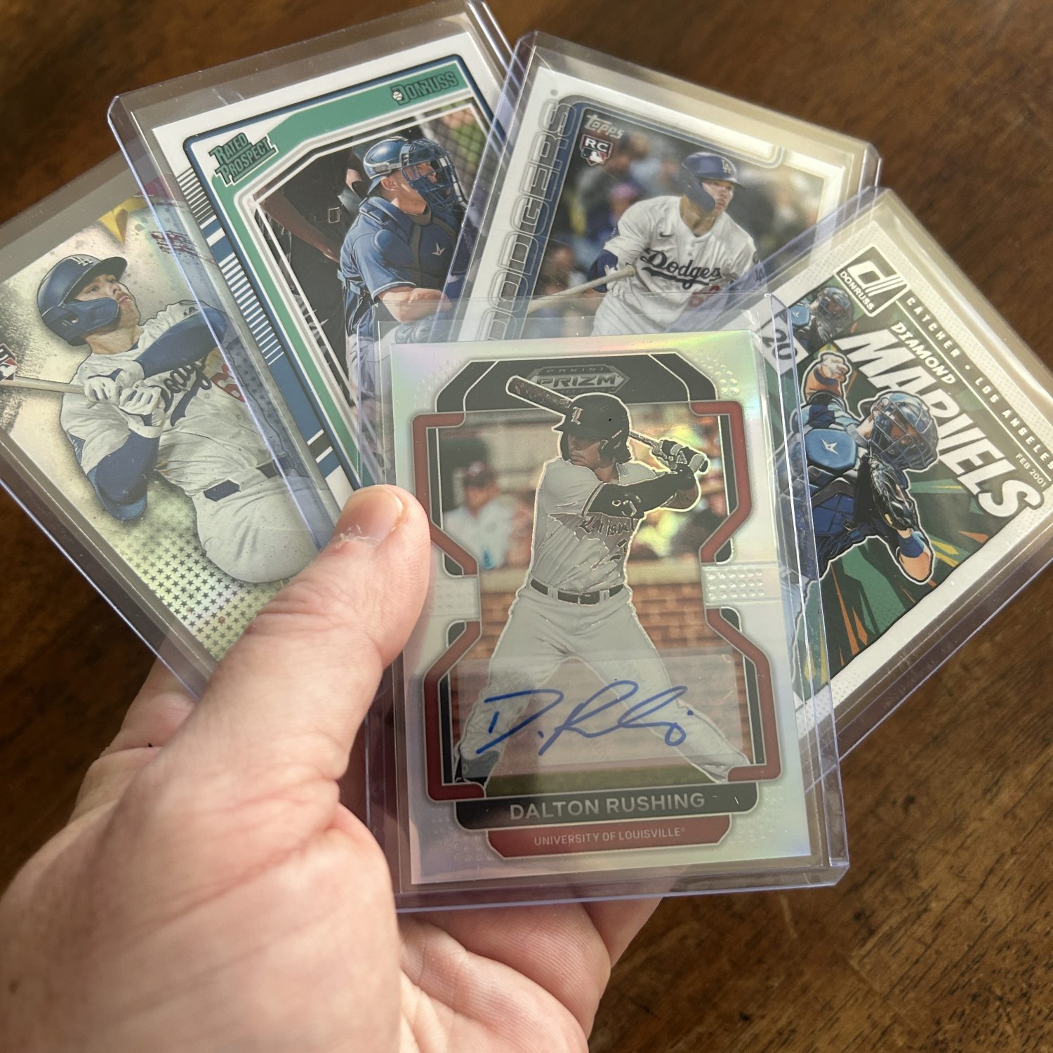 dalton rushing lot of baseball cards, rookie rc auto - instant collection bundle pack