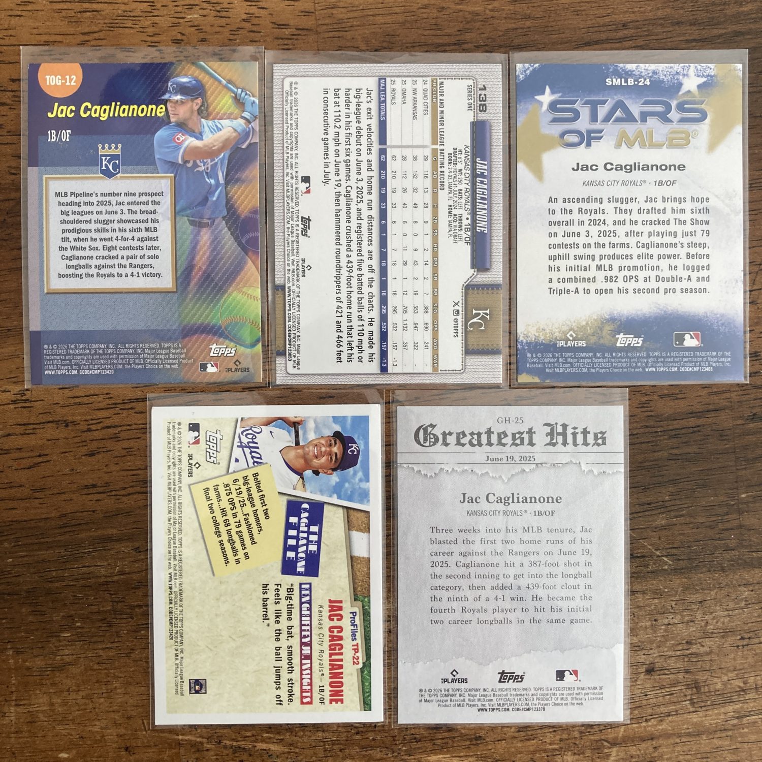 jac caglianone lot of baseball cards, rookie rc - instant collection bundle pack