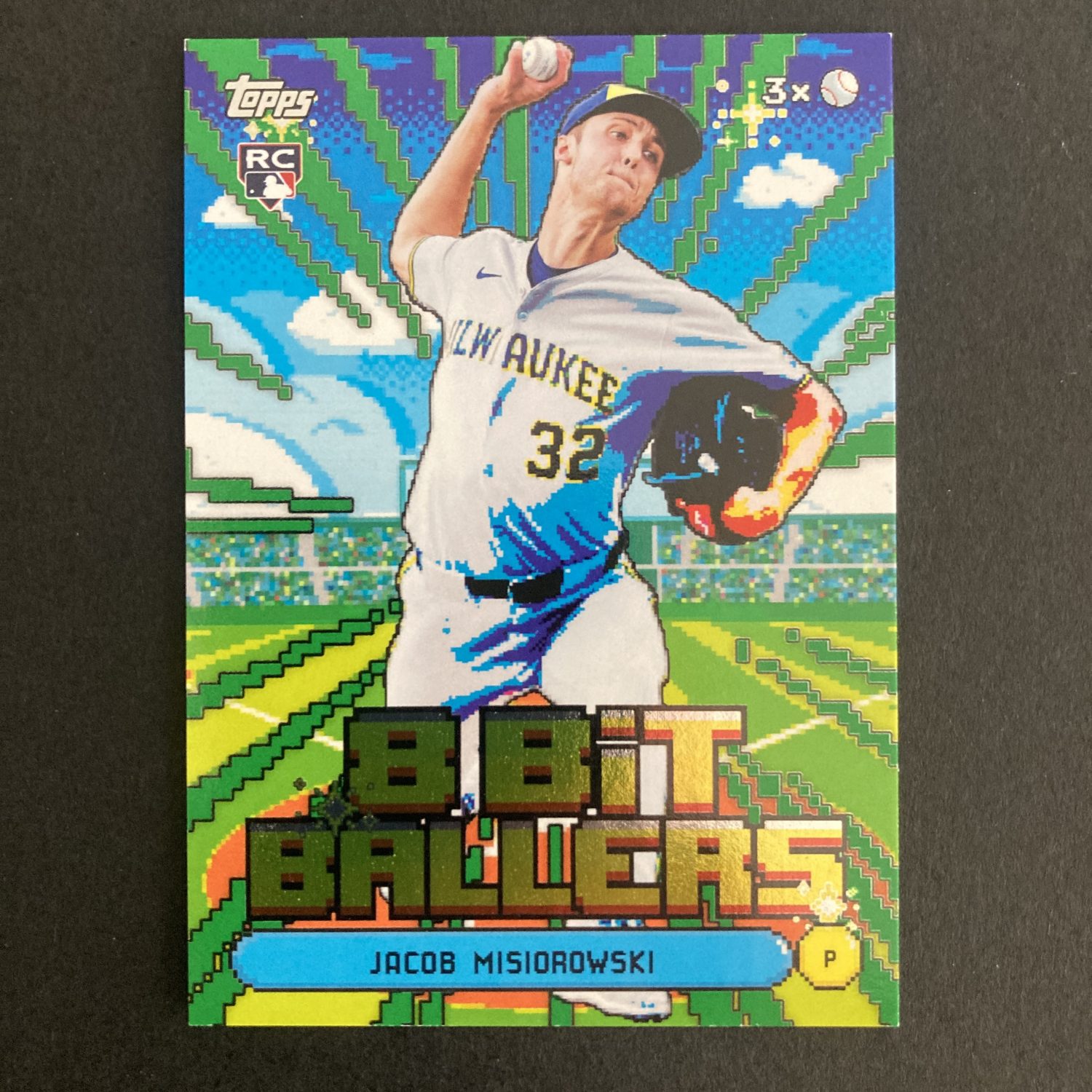 Jacob Misiorowski RCs Pack w/SP (#'ed /99) Green 8 Bit Ballers, Lot of 3 Baseball Rookie Cards (inv3) - Image 4