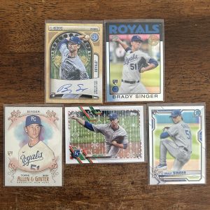 brady singer lot of baseball cards, rookie auto, rc autograph - instant collection bundle pack