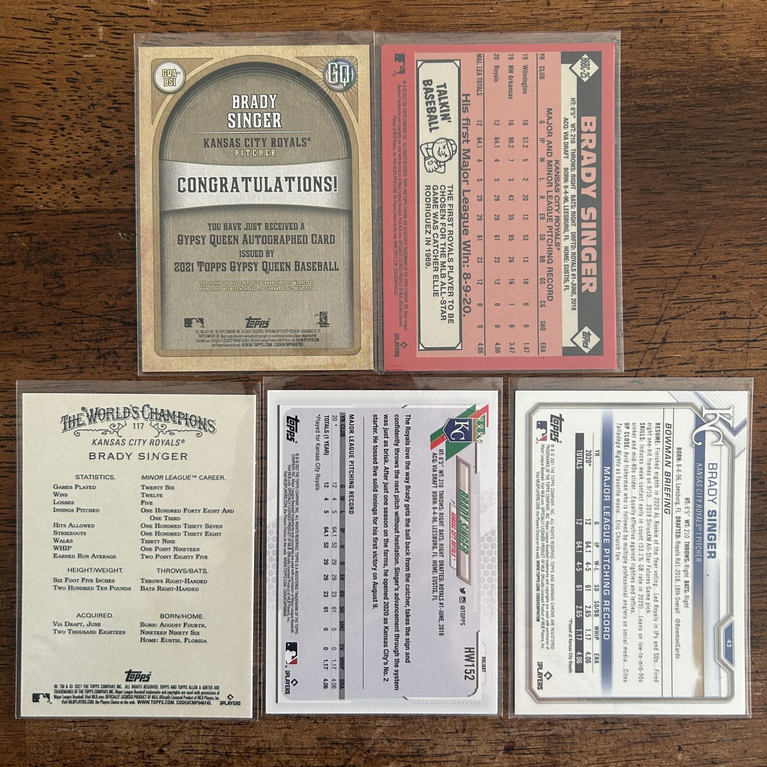 brady singer lot of baseball cards, rookie auto, rc autograph - instant collection bundle pack