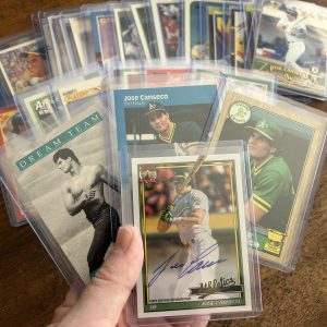 jose canseco lot of baseball cards, autograph, auto, vintage - instant collection bundle pack