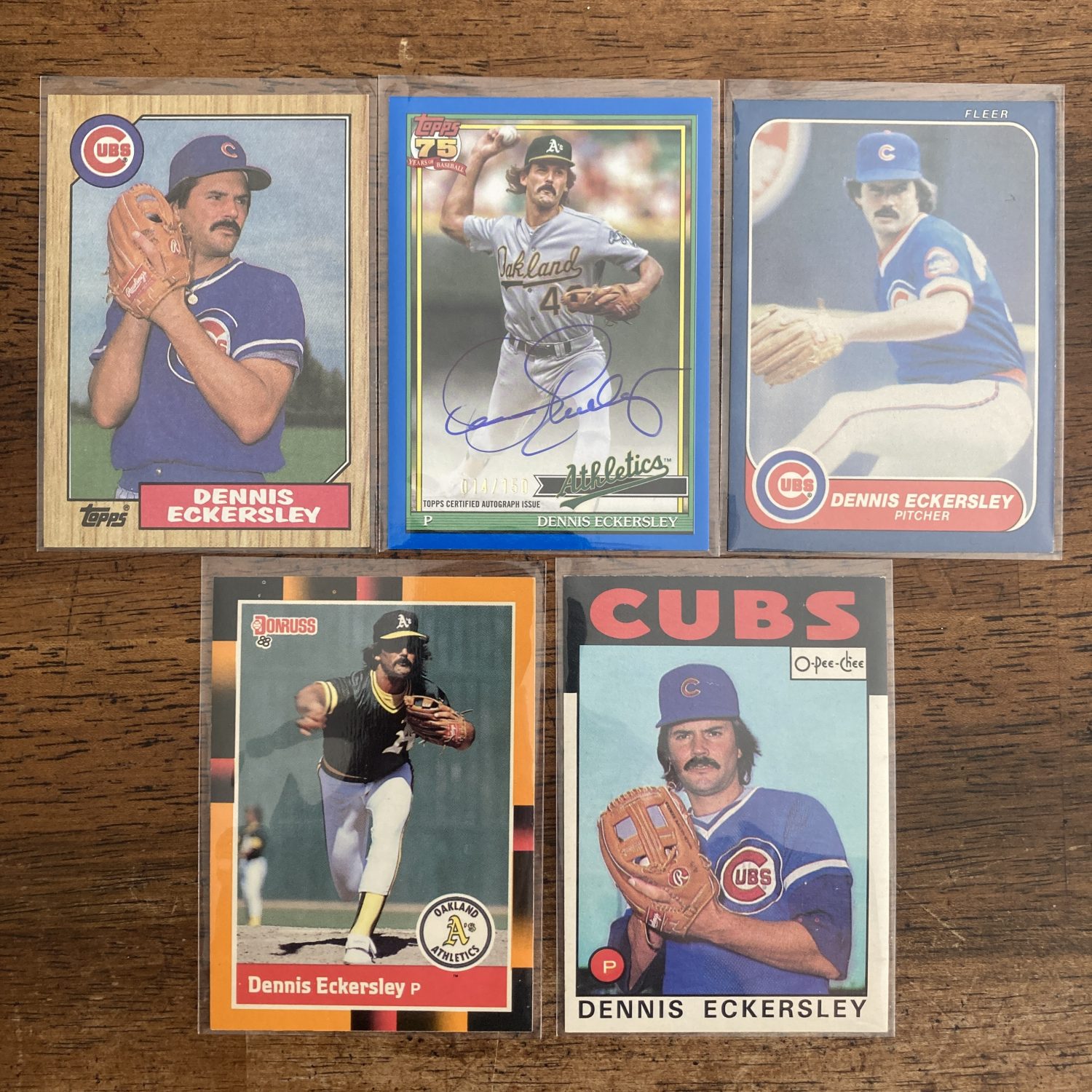 dennis eckersley lot of baseball cards, autograph, auto - instant collection bundle pack