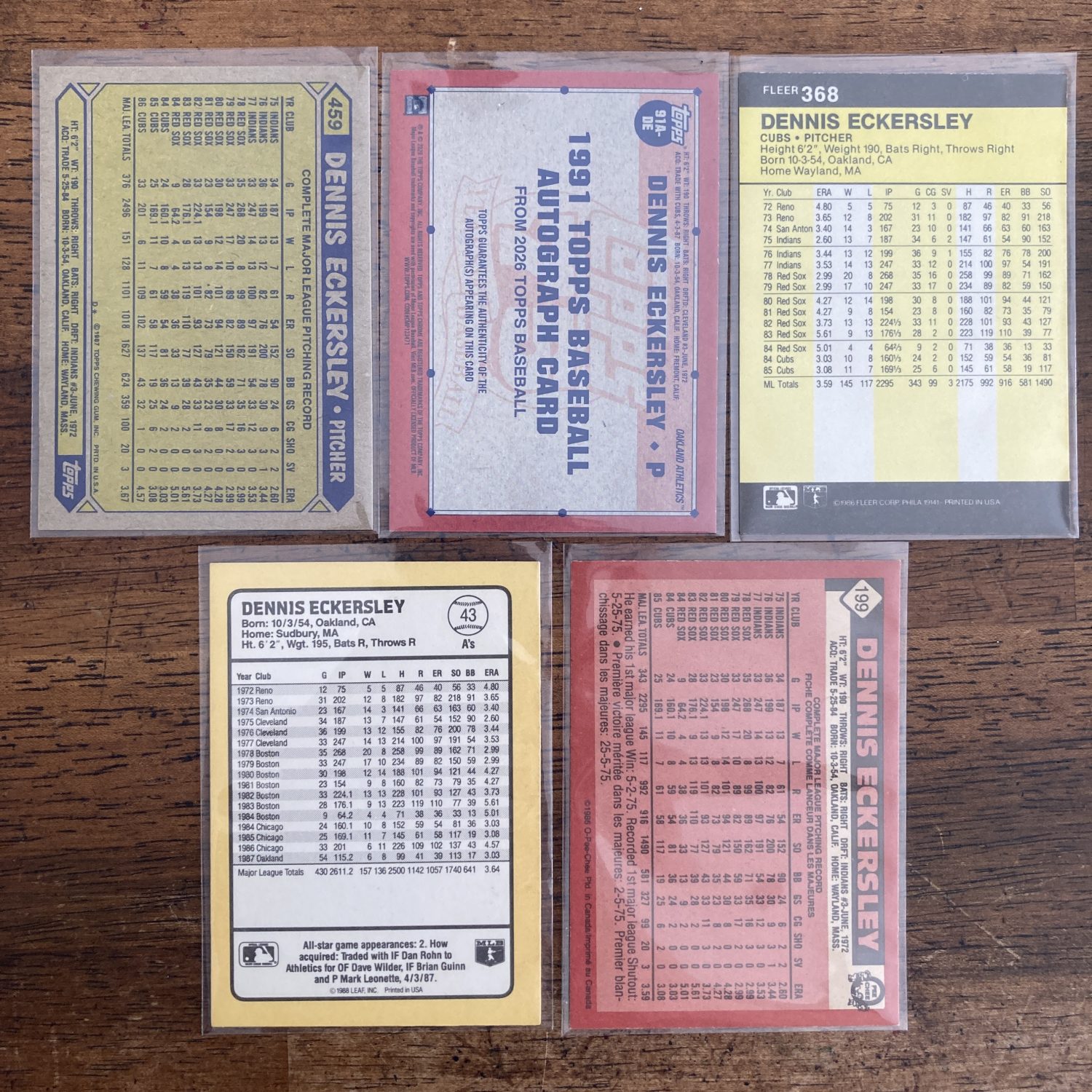 dennis eckersley lot of baseball cards, autograph, auto - instant collection bundle pack