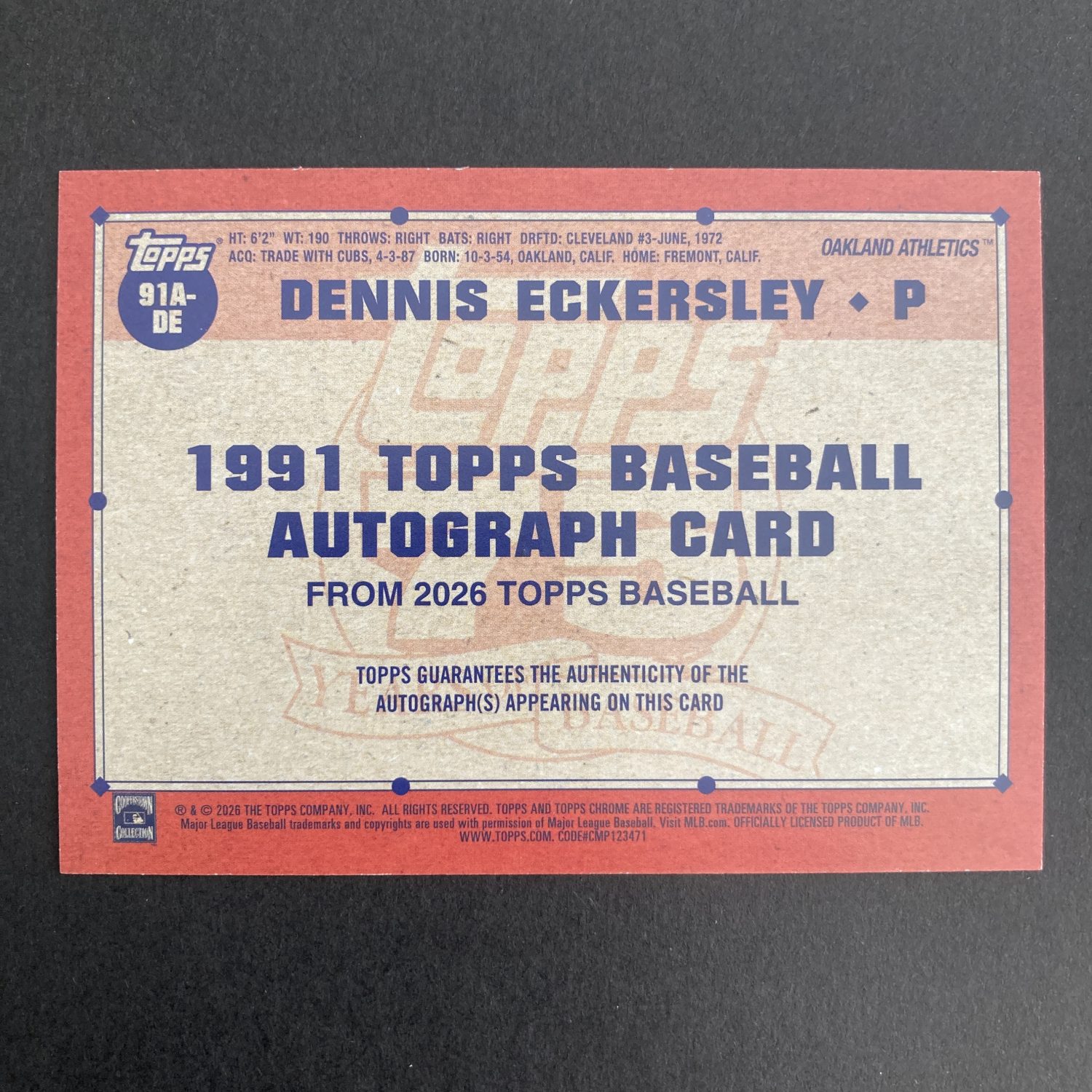 Dennis Eckersley Pack w/On-Card Auto /150, Lot of 5 Baseball Cards, Vintage - Image 5
