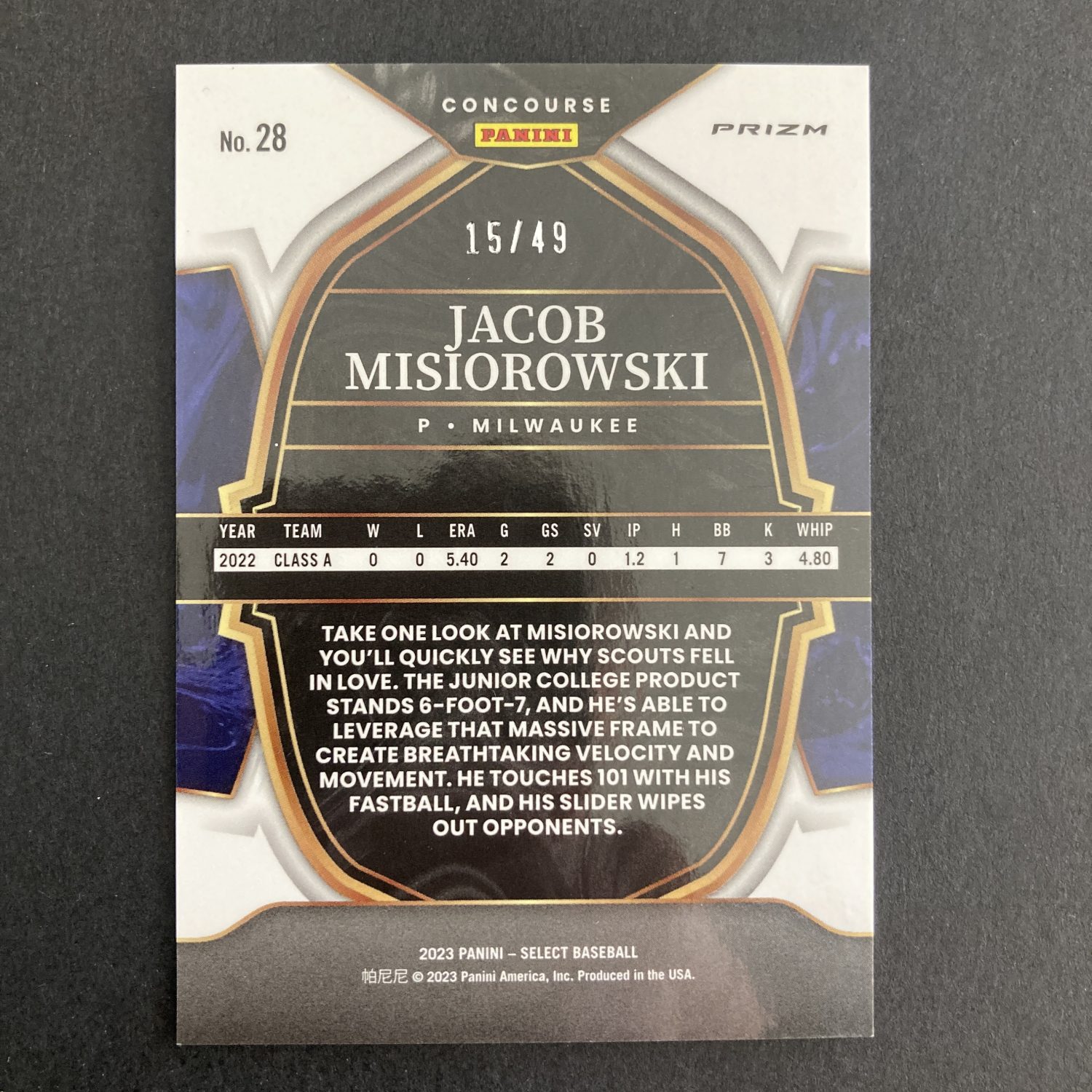 Jacob Misiorowski Pack w/#'ed /49 Teal White Pink Prizm, Lot of 2 Baseball Rookie Cards (614_4) - Image 7
