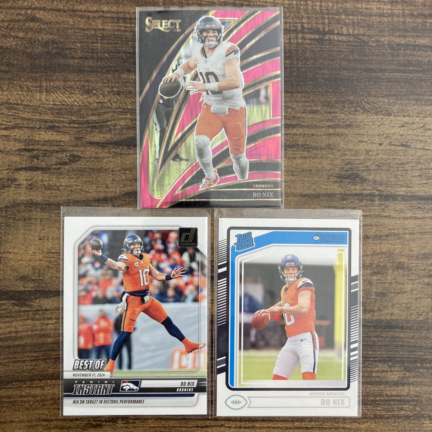 bo nix gift pack of football cards, rookie rc - instant collection bundle lot