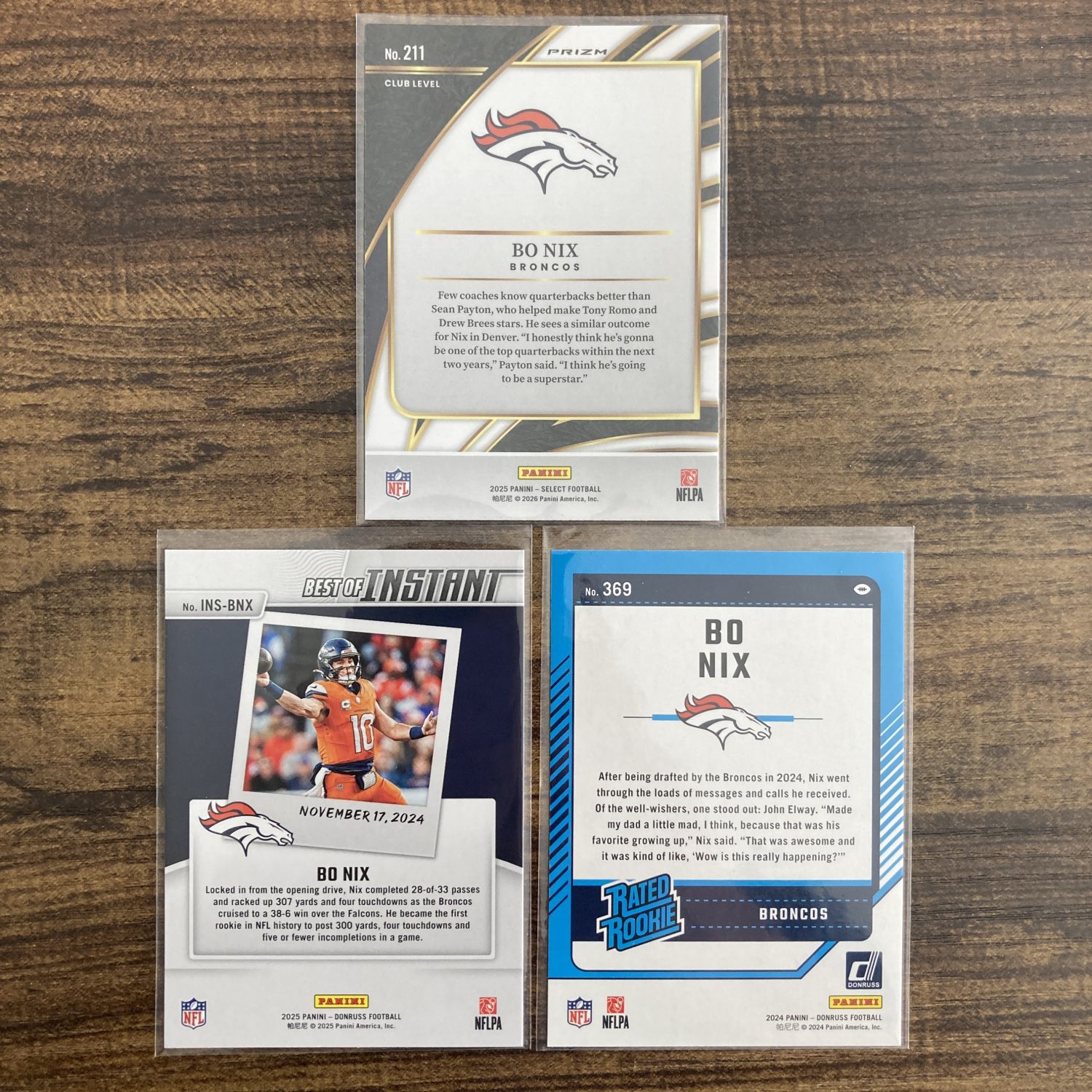 bo nix gift pack of football cards, rookie rc - instant collection bundle lot