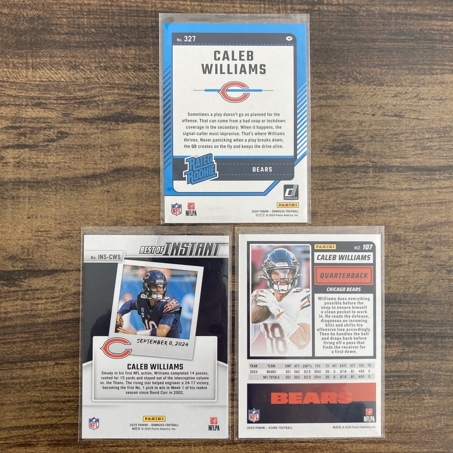 caleb williams gift pack of football cards, rookie rc - instant collection bundle lot