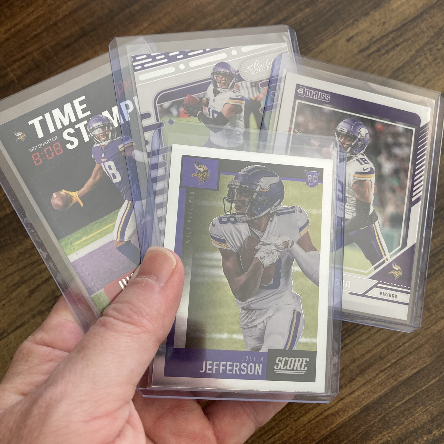 justin jefferson lot of football cards, rookie rc - instant collection bundle pack