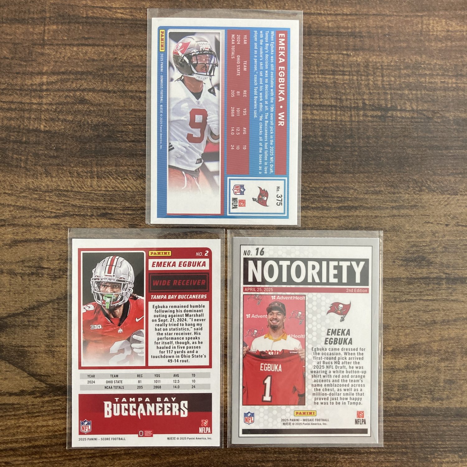 emeka egbuka gift pack of football cards, rookie rc - instant collection bundle lot